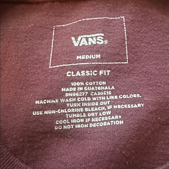 Vans Medium Maroon T-Shirt 100% Cotton - Picture 5 of 5
